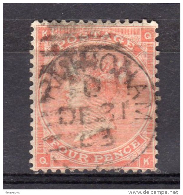 1862 - 4 P Arancio Rosso USED° Dent 14 Cat Unificato/Marini 25 - See 2 SCANS - Usati