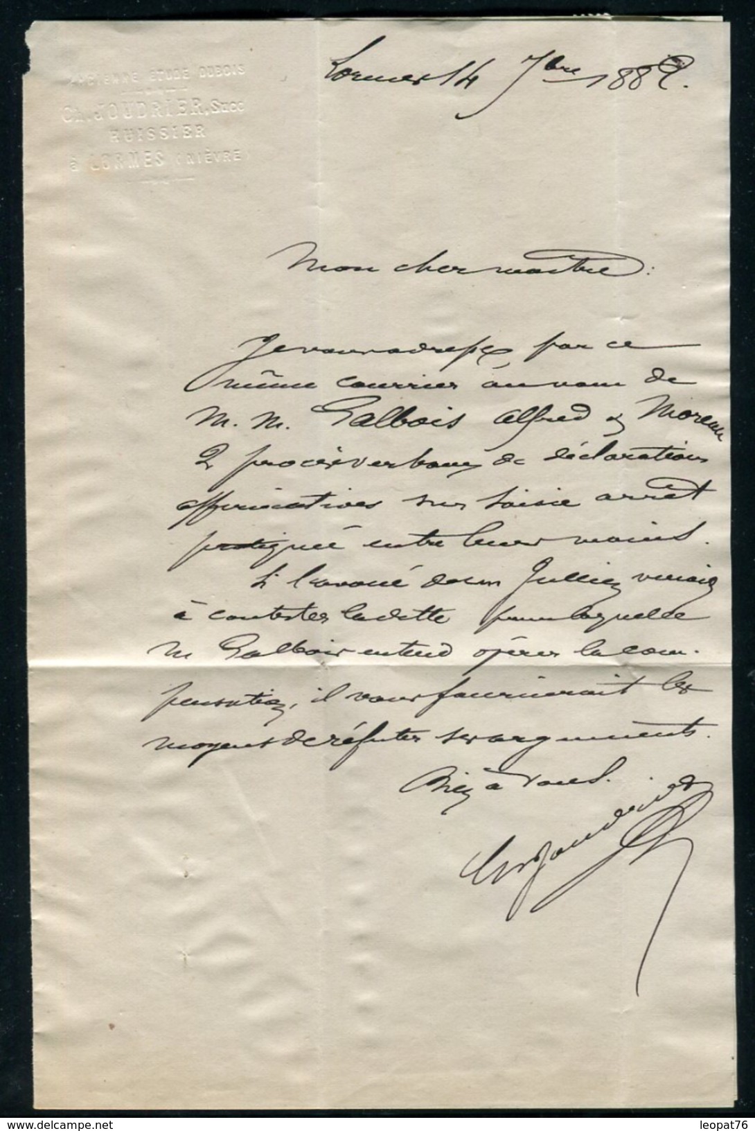 France - Lettre Avec Texte De Lormes Pour Clamecy En 1882  , Affranchissement Sages -  Ref  J 19 - 1877-1920: Semi Modern Period