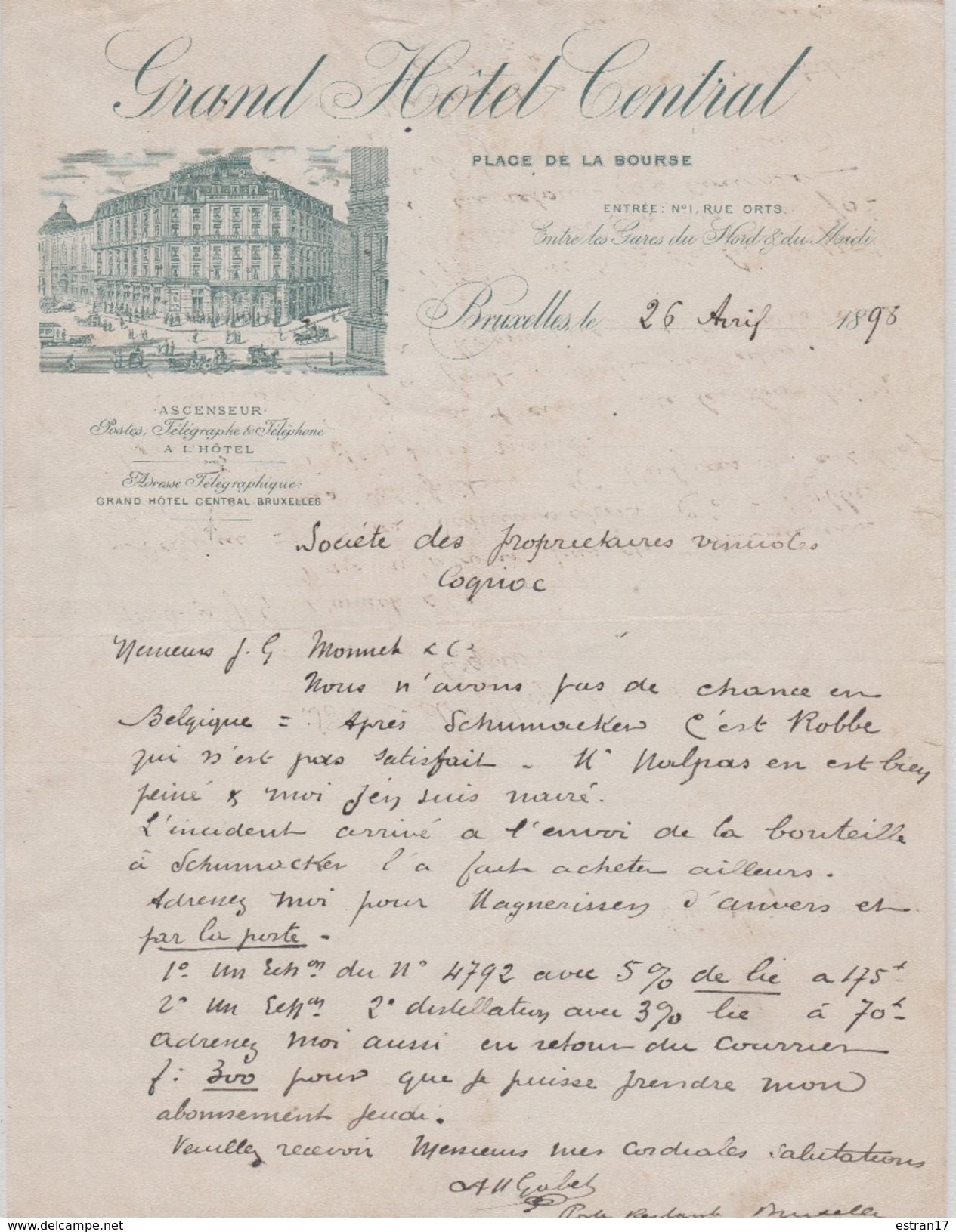 BRUXELLES GRAND HOTEL CENTRAL - 1800 – 1899
