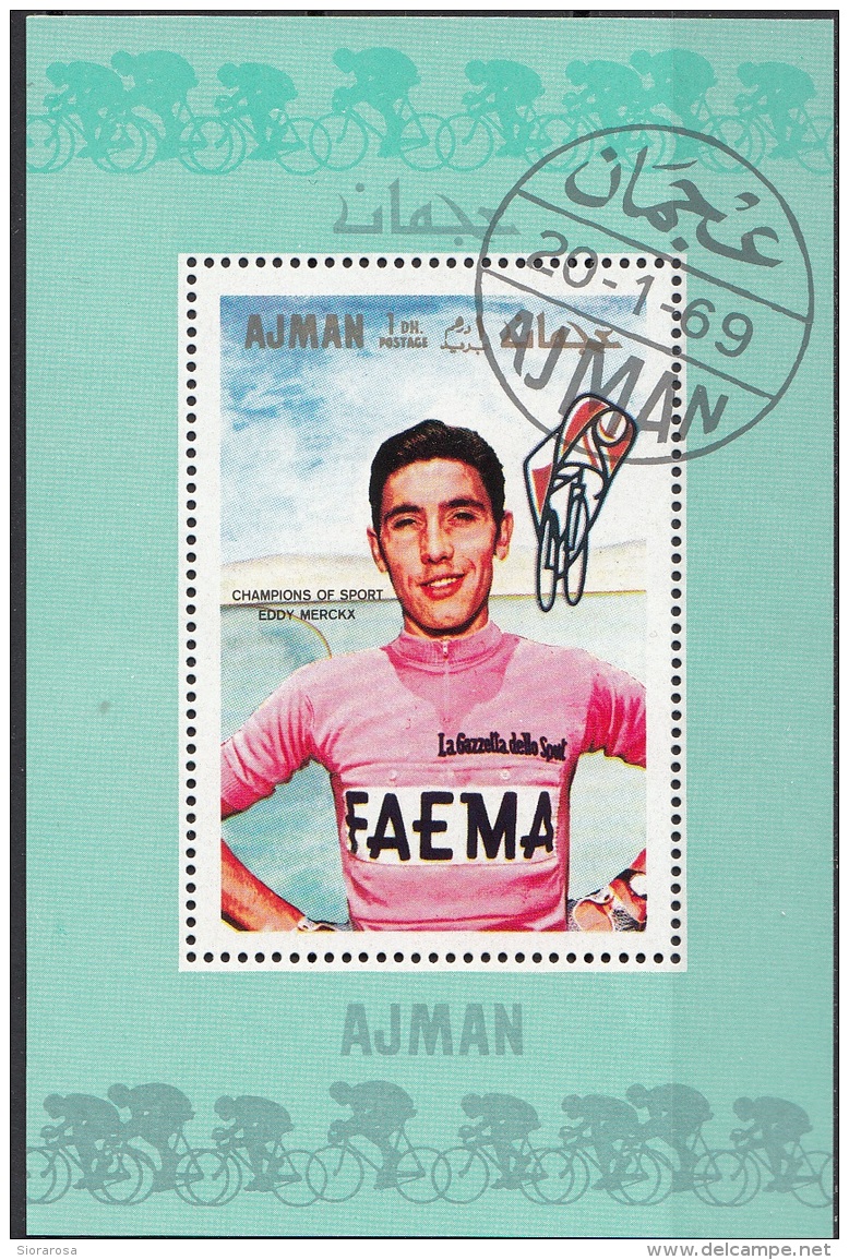 354 Ajman 1969 Ciclismo Cycling Eddy  MERCKX Sheet Perf. Tour - Ajman