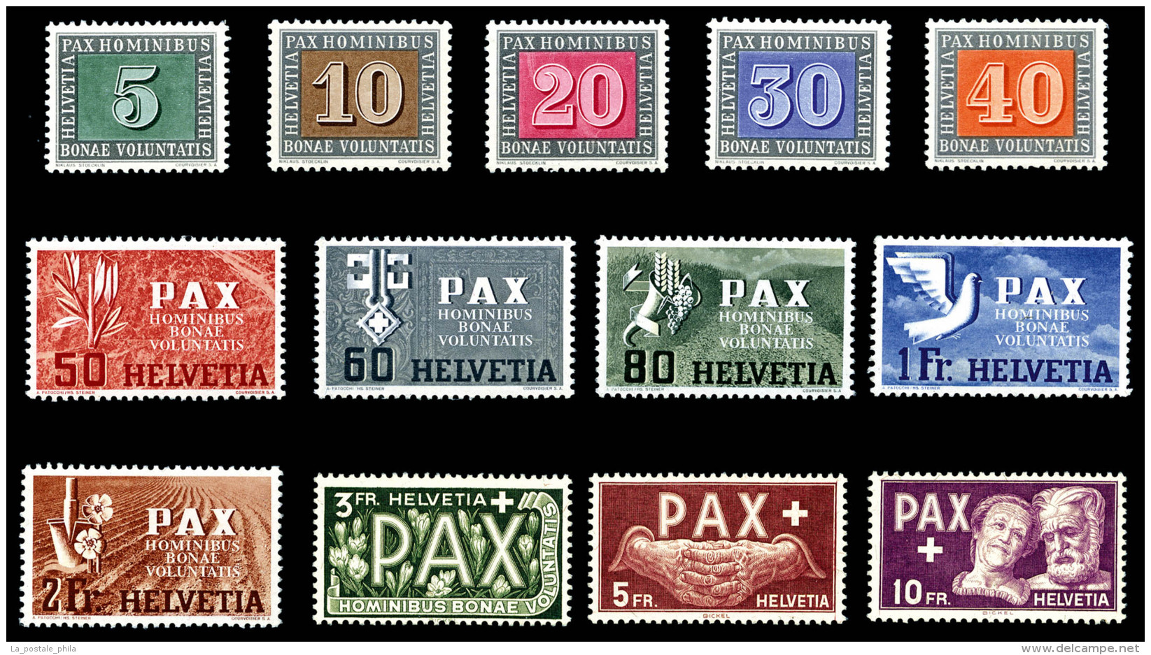 ** N&deg;405/17, S&eacute;rie Pax Compl&egrave;te, TTB (certificat)   Cote: 500 Euros   Qualit&eacute;: ** - 1843-1852 Federale & Kantonnale Postzegels