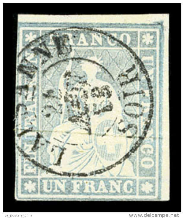 O N&deg;31, Helvetia, 1F Gris Lilas Obl C&agrave;d De Lausanne Central, TB (sign&eacute;/certificat)   Cote: 700... - 1843-1852 Kantonalmarken Und Bundesmarken