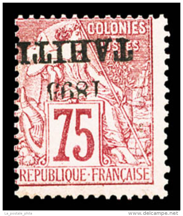 ** N&deg;29b, 75c Rose: Surcharge Renvers&eacute;e, SUP (sign&eacute; Calves/certificat)   Cote: 875 Euros  ... - Unused Stamps