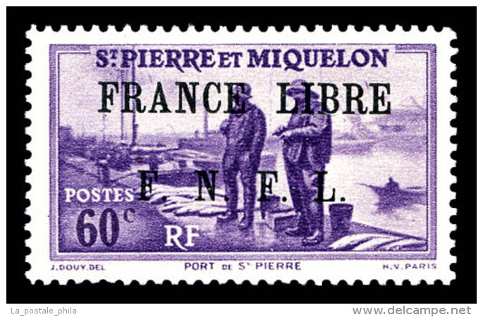 * N&deg;258, 60c Lilas Surcharg&eacute; 'FRANCE LIBRE F.N.F.L', Quasi **. SUP. R.R (sign&eacute;... - Ungebraucht