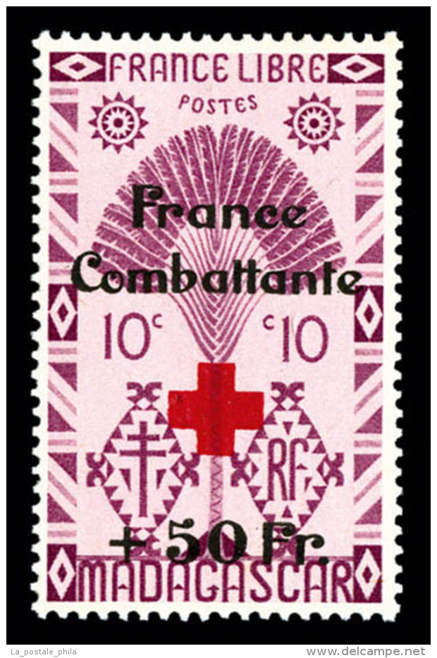 ** N&deg;294D, (N&deg; Maury), NON EMIS: Type Ravenela, 10c Lilas Rose Surcharg&eacute; 'France Combattante +50F Et... - Unused Stamps