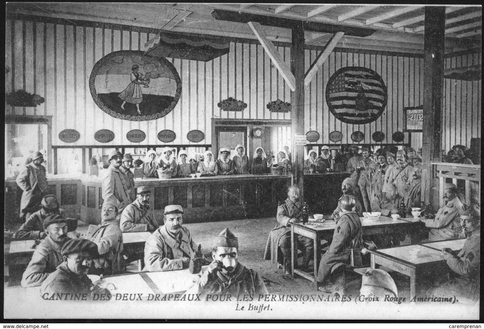 Carte Postale. Première Guerre Mondiale. Croix-Rouge Américaine. Cantine Des Permissionnaires - Guerre 1914-18