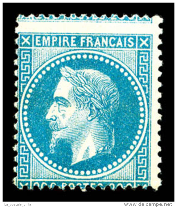 ** N&deg;29, 20c Bleu, Piquage &agrave; Cheval, TB (certificat)     Qualit&eacute;: ** - 1863-1870 Napoleon III Gelauwerd