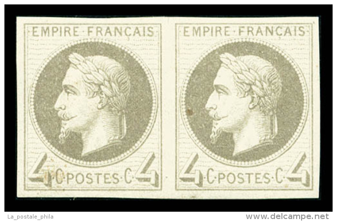 * N&deg;27Bf, Rothschild, 4c Gris Non Dentel&eacute; En Paire Horizontale, TTB (certificat)   Cote: 570 Euros  ... - 1863-1870 Napoléon III. Laure