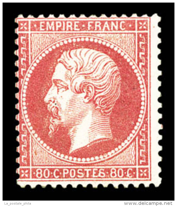* N&deg;24, 80c Rose. TB (certificat)   Cote: 2300 Euros   Qualit&eacute;: * - 1862 Napoléon III.