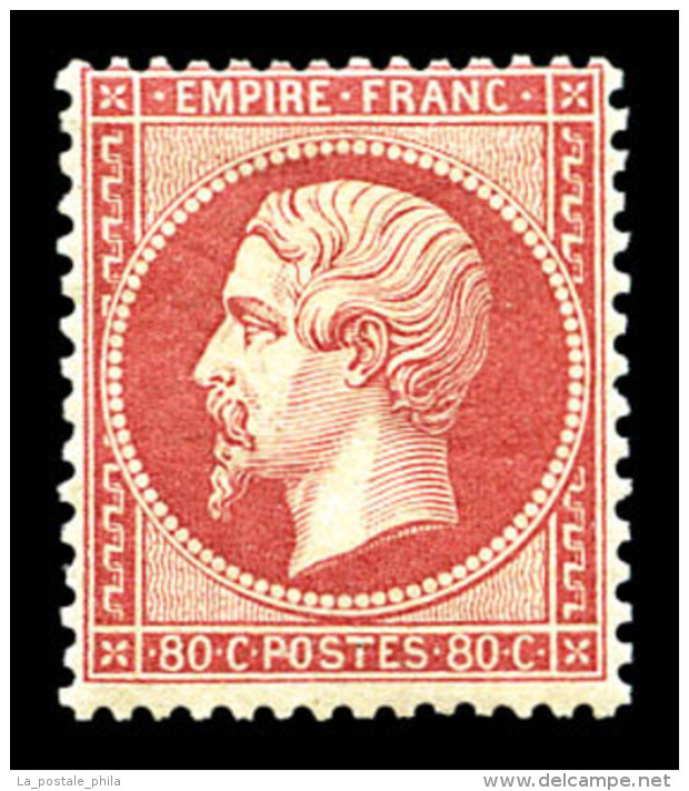 ** N&deg;24, 80c Rose, Fra&icirc;cheur Postale, SUP (sign&eacute; Brun/certificat)     Qualit&eacute;: ** - 1862 Napoleone III