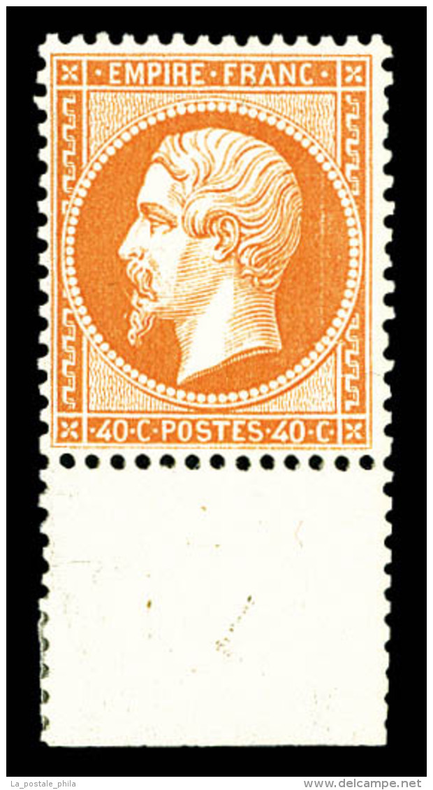 ** N&deg;23b, 40c Orange Vif, Bord De Feuille Inf&eacute;rieur, Tr&egrave;s Bon Centrage, Fra&icirc;cheur Postale.... - 1862 Napoleon III