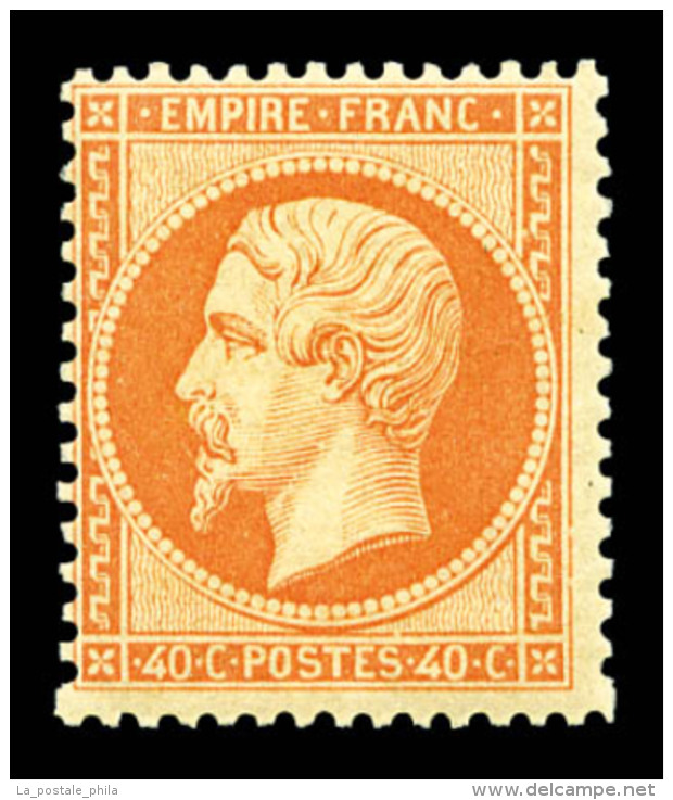 ** N&deg;23, 40c Orange, Fra&icirc;cheur Postale. SUPERBE (certificat)     Qualit&eacute;: ** - 1862 Napoléon III.