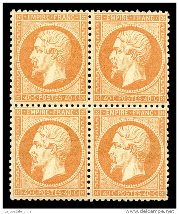 ** N&deg;23, 40c Orange, Bloc De Quatre (2ex*), Frais, Tr&egrave;s Bon Centrage. SUP (sign&eacute;... - 1862 Napoléon III.