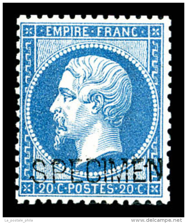 * N&deg;22d, 20c Bleu Surcharg&eacute; 'SPECIMEN'. TB (sign&eacute;)   Cote: 400 Euros   Qualit&eacute;: * - 1862 Napoléon III.