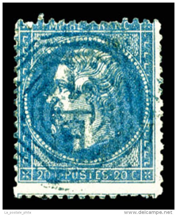 O N&deg;22, 20c Bleu Obl Cachet Japonais En Bleu, Def. R.R. (certificat)     Qualit&eacute;: O - 1862 Napoleone III