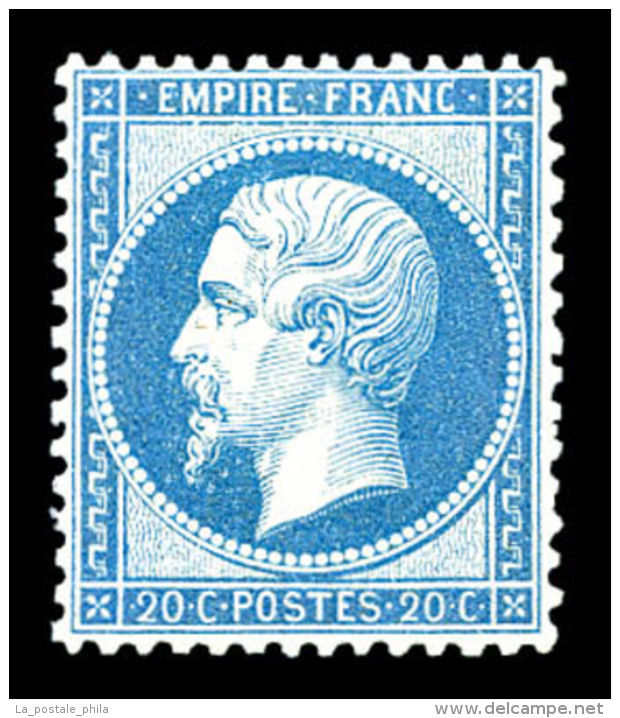 ** N&deg;22, 20c Bleu, Fra&icirc;cheur Postale, Tr&egrave;s Bon Centrage, SUP (certificat)     Qualit&eacute;: ** - 1862 Napoleon III