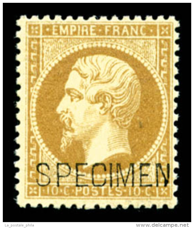 ** N&deg;21c, 10c Bistre Surcharg&eacute; 'SPECIMEN', Fra&icirc;cheur Postale, TTB (certificat)     ... - 1862 Napoléon III.