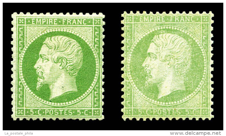 * N&deg;20/e, 5c Vert Et 5c Vert-clair, Les 2 Ex TB   Cote: 710 Euros   Qualit&eacute;: * - 1862 Napoléon III.