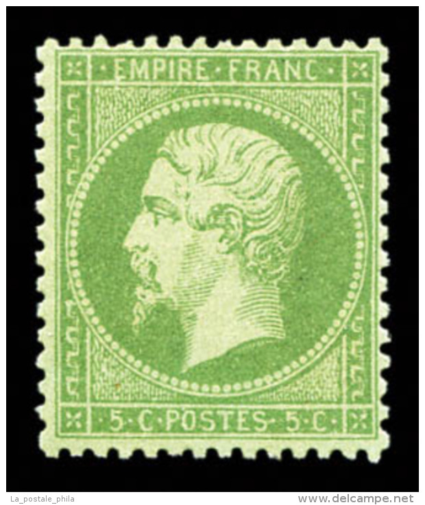 ** N&deg;20, 5c Vert, Fra&icirc;cheur Postale, SUP (sign&eacute; Calves/certificat)     Qualit&eacute;: ** - 1862 Napoleone III