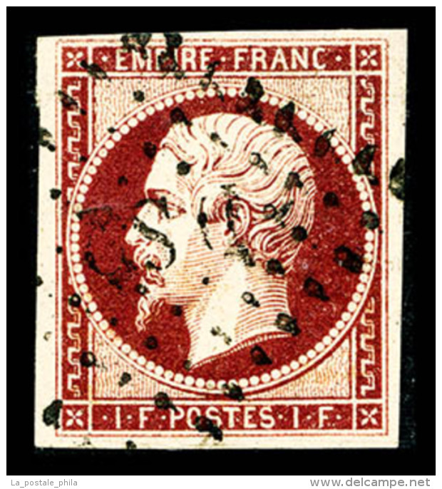 O N&deg;18a, 1F Carmin Fonc&eacute;, Quatre Jolies Marges, TTB (sign&eacute; Calves/certificat)   Cote: 4500 Euros ... - 1853-1860 Napoleon III