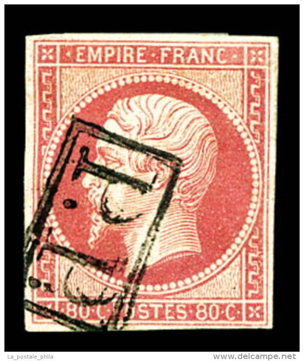 O N&deg;17B, 80c Rose Obl 'PP' Encadr&eacute;. TTB     Qualit&eacute;: O - 1853-1860 Napoleon III