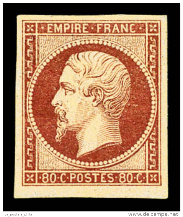 * N&deg;17A, 80c Carmin, L&eacute;g&egrave;res Froissures De Gomme. TTB (certificat)   Cote: 4500 Euros  ... - 1853-1860 Napoléon III