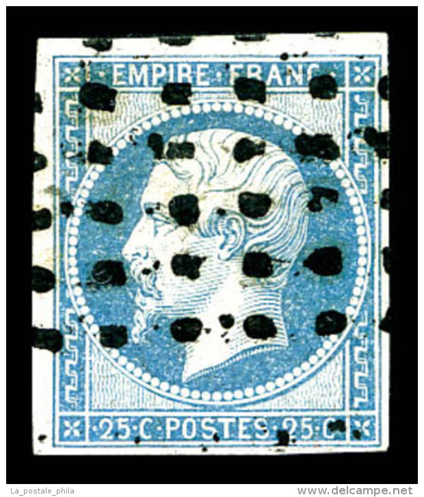 O N&deg;15, 25c Bleu Obl Gros Points Carr&eacute;s, TB (sign&eacute; Scheller)   Cote: 300 Euros   Qualit&eacute;:... - 1853-1860 Napoleon III