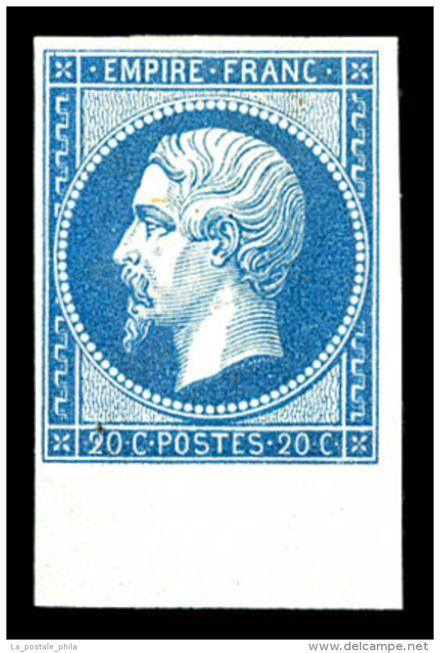 * N&deg;14B, 20c Bleu Type II, Bdf. TTB (sign&eacute; Margues/certificat)   Cote: 550 Euros   Qualit&eacute;: * - 1853-1860 Napoléon III.