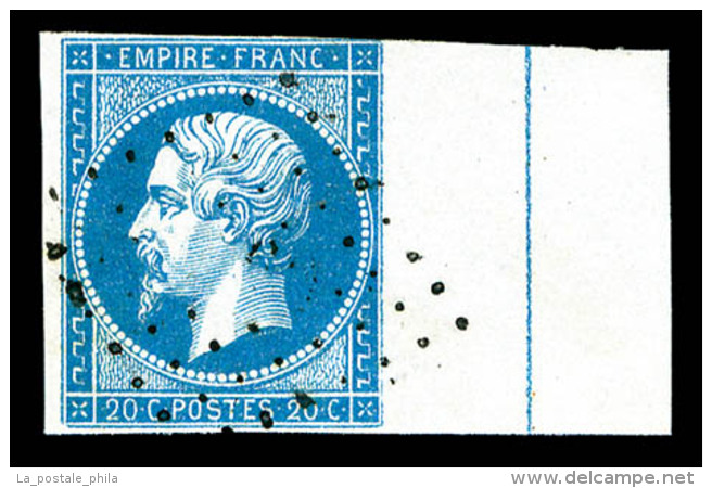 O N&deg;14Ai, 20c Bleu Bord De Feuille Lat&eacute;ral Avec Filet D'encadrement, TB (sign&eacute; Calves/certificat)... - 1853-1860 Napoleon III