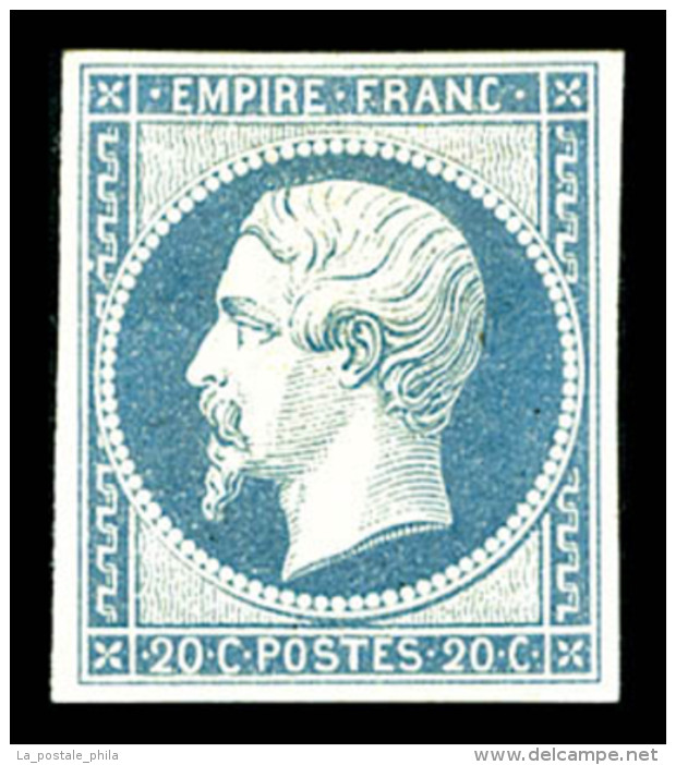 * N&deg;14Af, 20c Bleu Laiteux, Frais, TTB (sign&eacute;/certificat)   Cote: 440 Euros   Qualit&eacute;: * - 1853-1860 Napoléon III