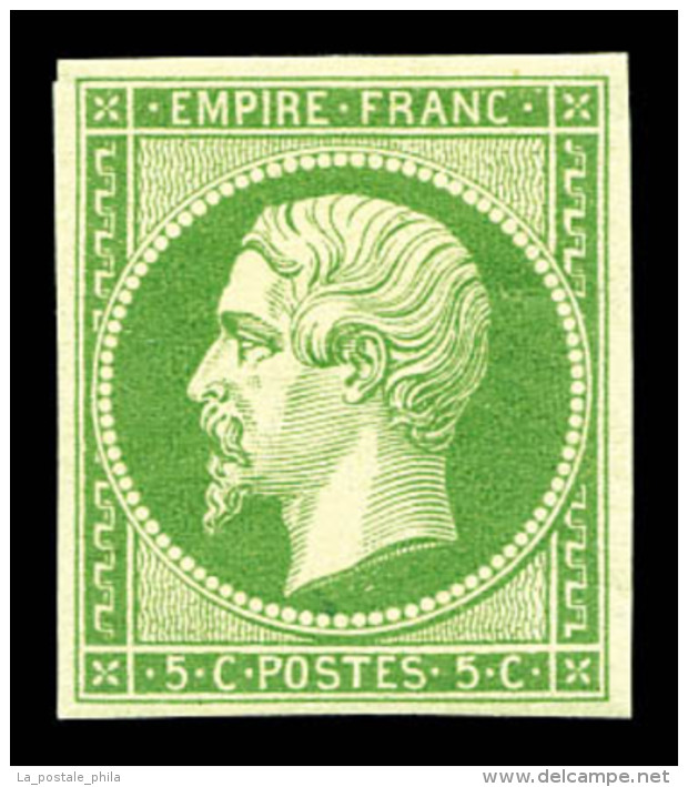 * N&deg;12, 5c Vert-jaune Vif, Fra&icirc;s. TTB (certificat)   Cote: 1400 Euros   Qualit&eacute;: * - 1853-1860 Napoleone III