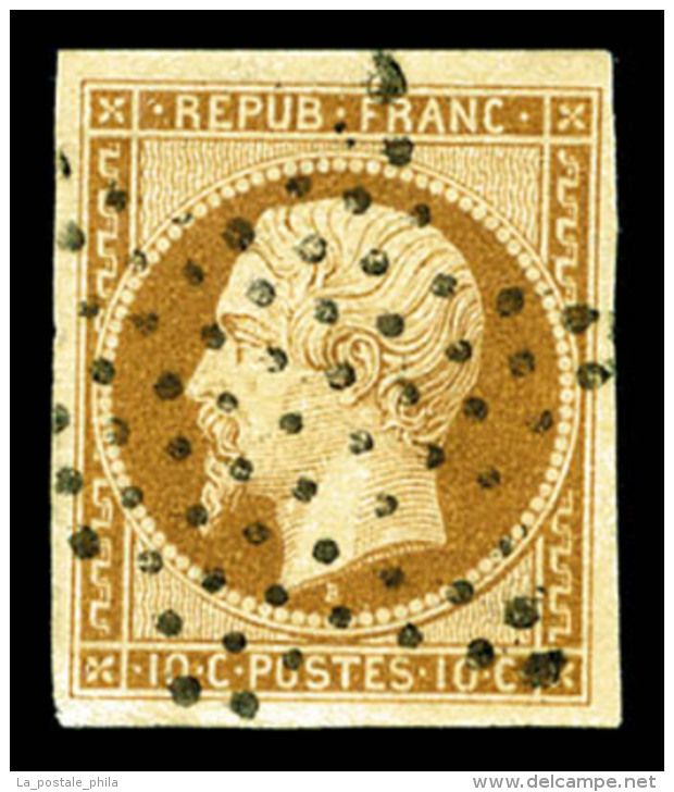 O N&deg;9a, 10c Bistre-brun, Obl &eacute;toile De Paris, TTB (sign&eacute; Brun/Calves/certificat)   Cote: 900... - 1852 Louis-Napoléon