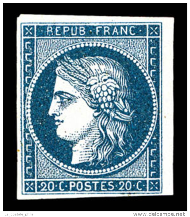 (*) N&deg;8a, Non &eacute;mis, 20c Bleu Fonc&eacute;, Grande Fra&icirc;cheur, RARE Et SUP (sign&eacute;... - 1849-1850 Cérès