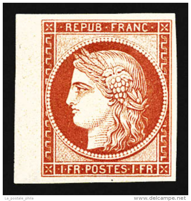 * N&deg;6f, 1F Carmin, Impression De 1862, Bord De Feuille Lat&eacute;ral, SUP (certificat)   Cote: 900 Euros  ... - 1849-1850 Cérès