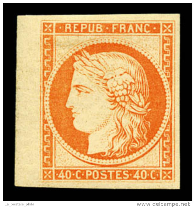 * N&deg;5g, 40c Impression De 1862, Bord De Feuille Lat&eacute;ral. SUP (certificat)   Cote: 800 Euros  ... - 1849-1850 Ceres