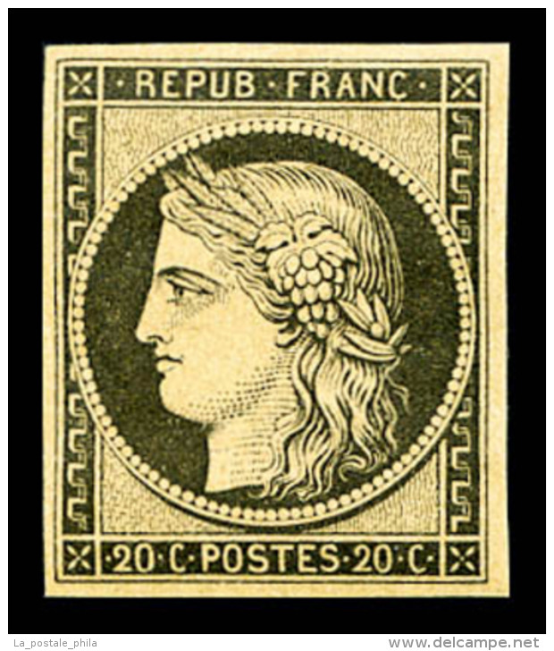 * N&deg;3f, 20c Noir Sur Jaune Impression De 1862, TTB (certificat)   Cote: 500 Euros   Qualit&eacute;: * - 1849-1850 Cérès