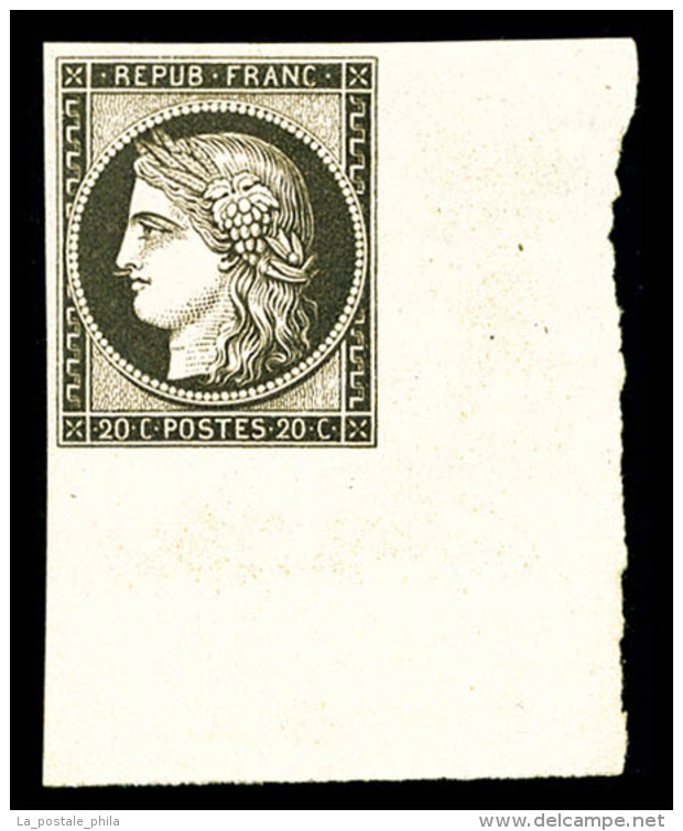 ** N&deg;3f, 20c Noir Sur Jaune, Impression De 1862, Coin De Feuille Int&eacute;gral, Fra&icirc;cheur Postale, SUP... - 1849-1850 Cérès