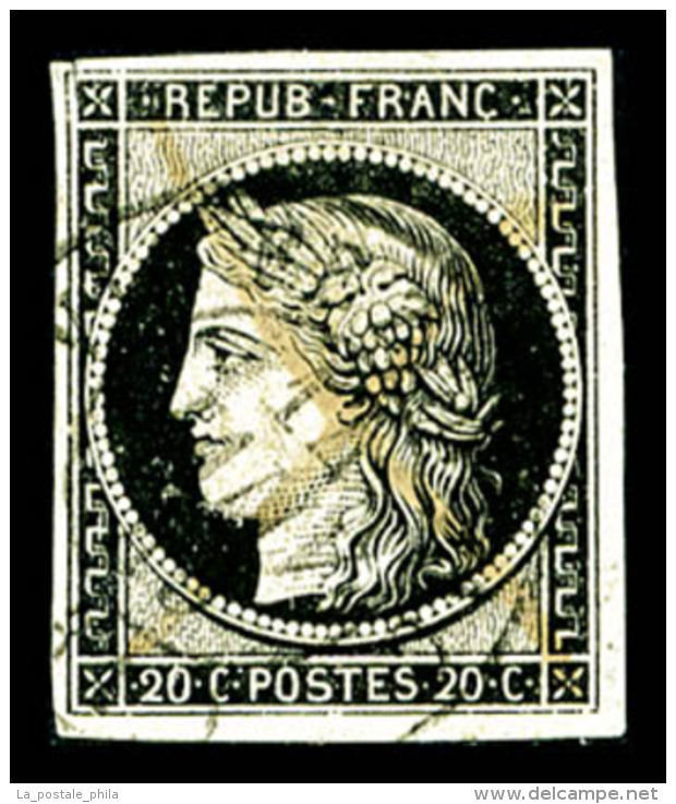 O N&deg;3, 20c Noir Obl C&agrave;d Type 15 Du 14 Janvier 1849, TB (sign&eacute; Calves)   Cote: 250 Euros  ... - 1849-1850 Ceres