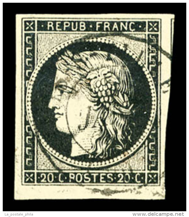 O N&deg;3, 20c Noir Obl C&agrave;d T15 Is Sur Tille Du 5 Janvier 1849. SUP. R. (sign&eacute; Calves/certificat)  ... - 1849-1850 Cérès