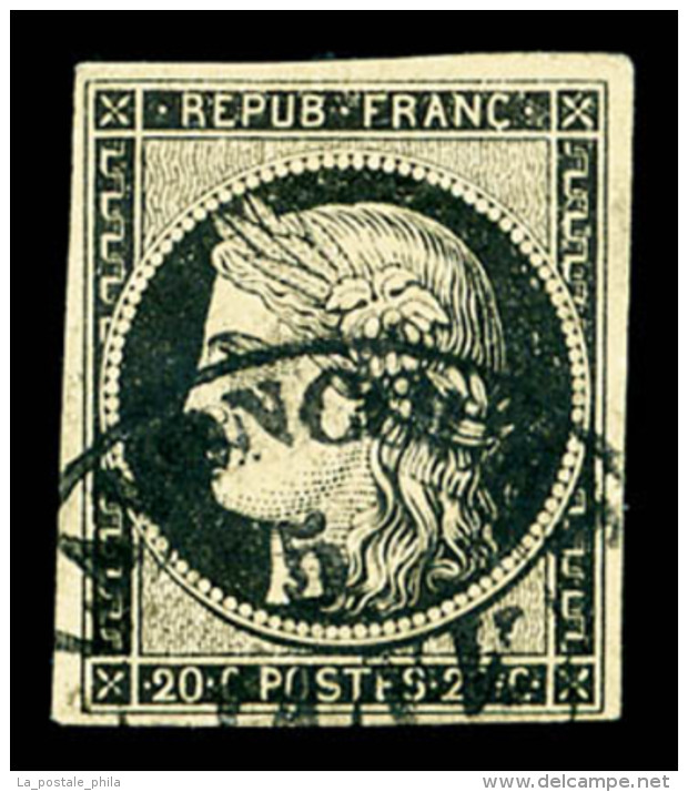 O N&deg;3, 20c Noir Obl Moyen Cachet &agrave; Date T14 De Lavancourt (69) 5 Janvier 49. SUP. R.R. (sign&eacute;... - 1849-1850 Ceres