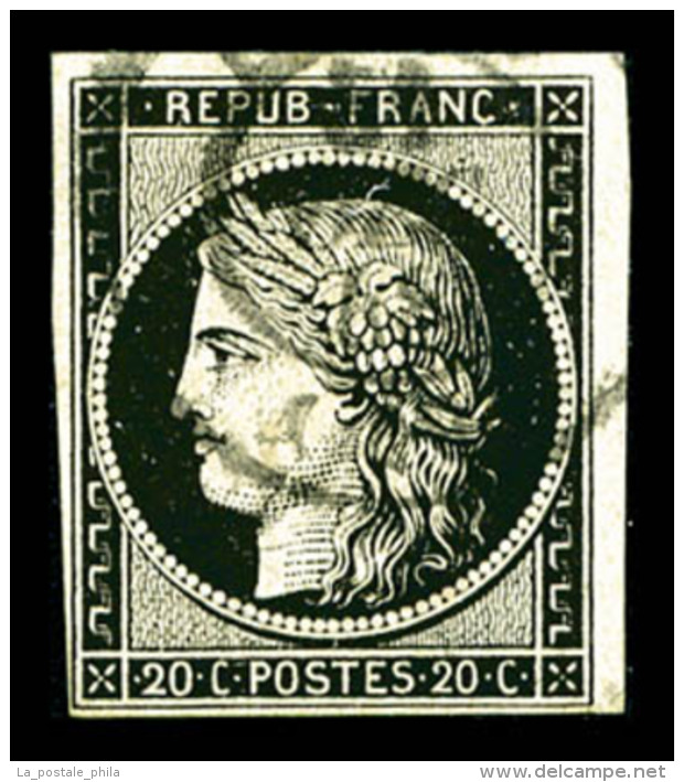 O N&deg;3, Exceptionnelle Oblit&eacute;ration Du 31 DECEMBRE 1848 Sur 20c Noir Avec C&agrave;d Type 14. GRANDE... - 1849-1850 Cérès