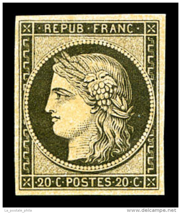 * N&deg;3, 20c Noir Sur Jaune Impression De 1862, TTB (certificat)   Cote: 500 Euros   Qualit&eacute;: * - 1849-1850 Cérès