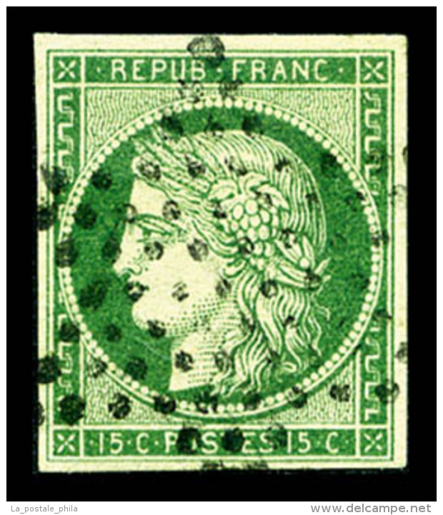 O N&deg;2b, 15c Vert-fonc&eacute;, Obl &eacute;toile De Paris. SUP (sign&eacute; Calves/Brun/certificat)   Cote:... - 1849-1850 Cérès