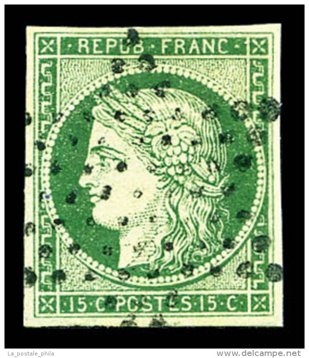 O N&deg;2b, 15c Vert-fonc&eacute; Obl &eacute;toile Leg&egrave;re, Belle Qualit&eacute;. SUP (sign&eacute;... - 1849-1850 Ceres