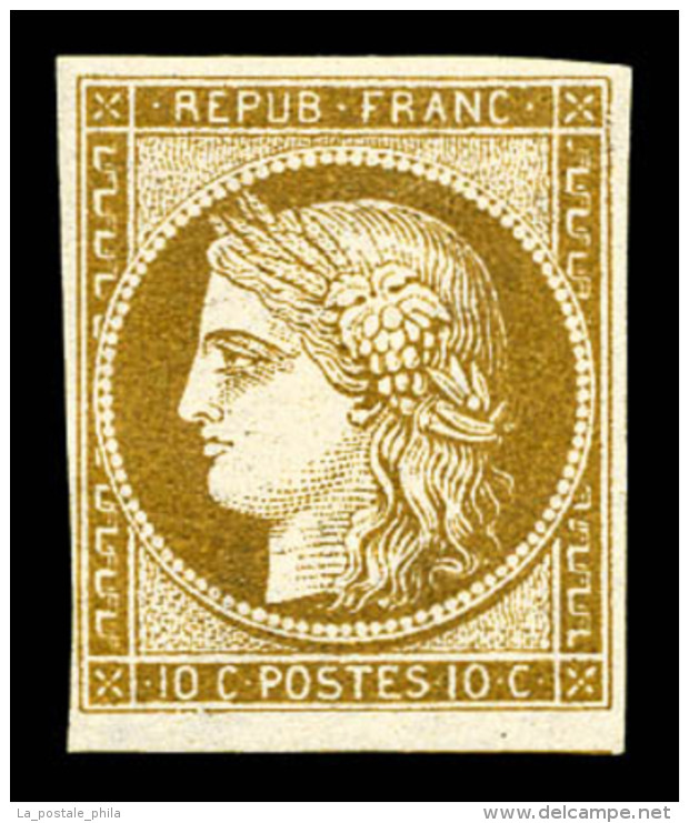 * N&deg;1, 10c Bistre-jaune, Tr&egrave;s Frais. SUP (sign&eacute; Brun/certificat)   Cote: 3000 Euros  ... - 1849-1850 Ceres