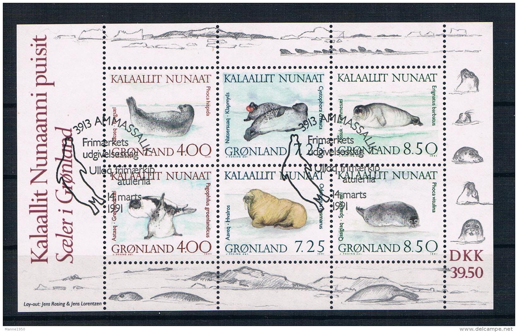 Grönland 1990 Tiere Block 3 Gest. - Usati