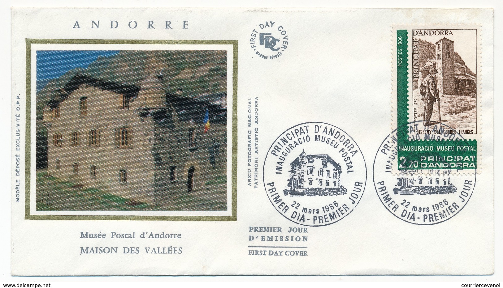 ANDORRE - Enveloppe FDC - 2,20 Musée Postal D'Andorre - 1986 - FDC