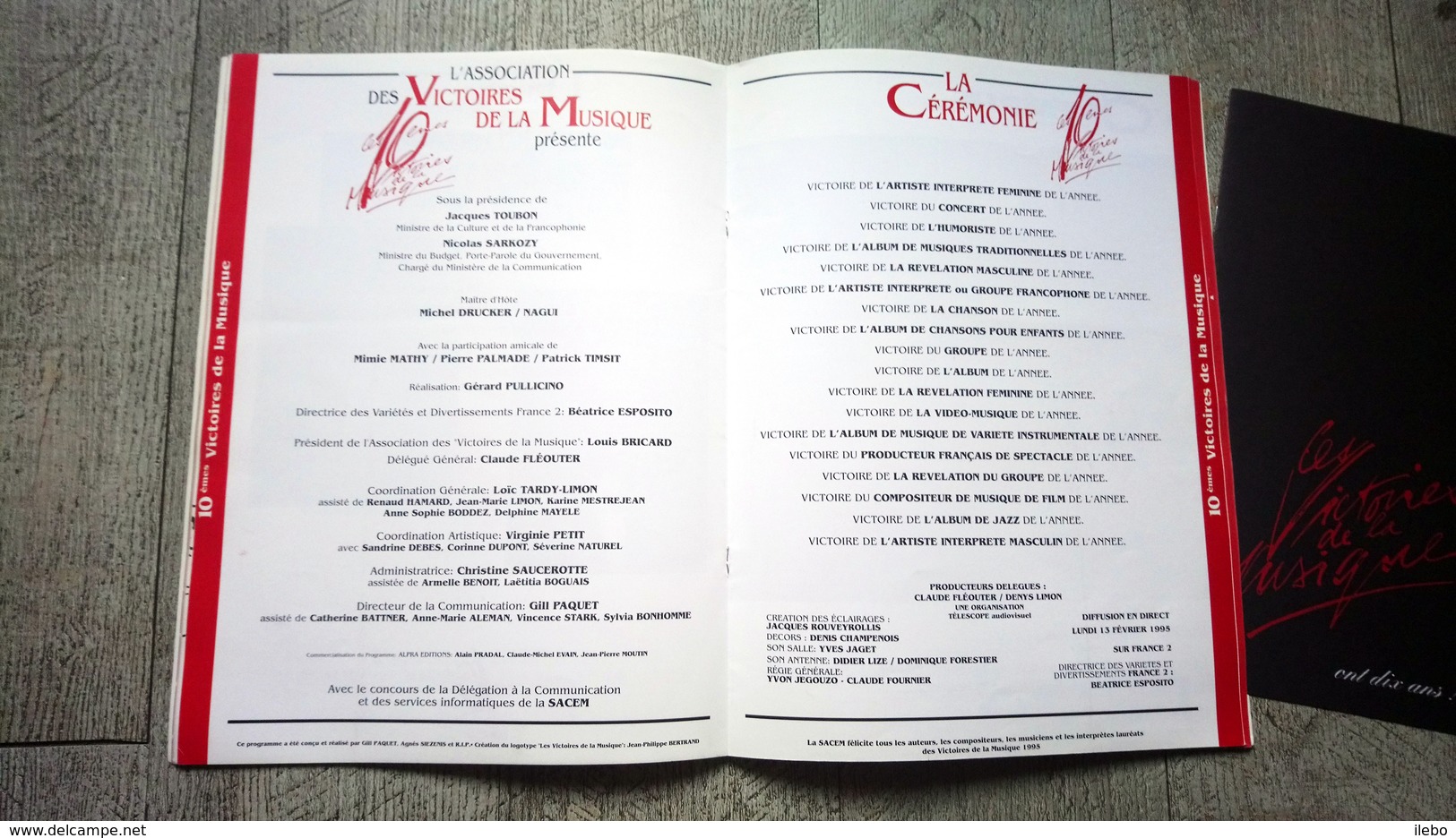 Programme Les 10èmes Victoires De La Musique Palais Des Congrès Paris Illustré 1995 Chanson - Music