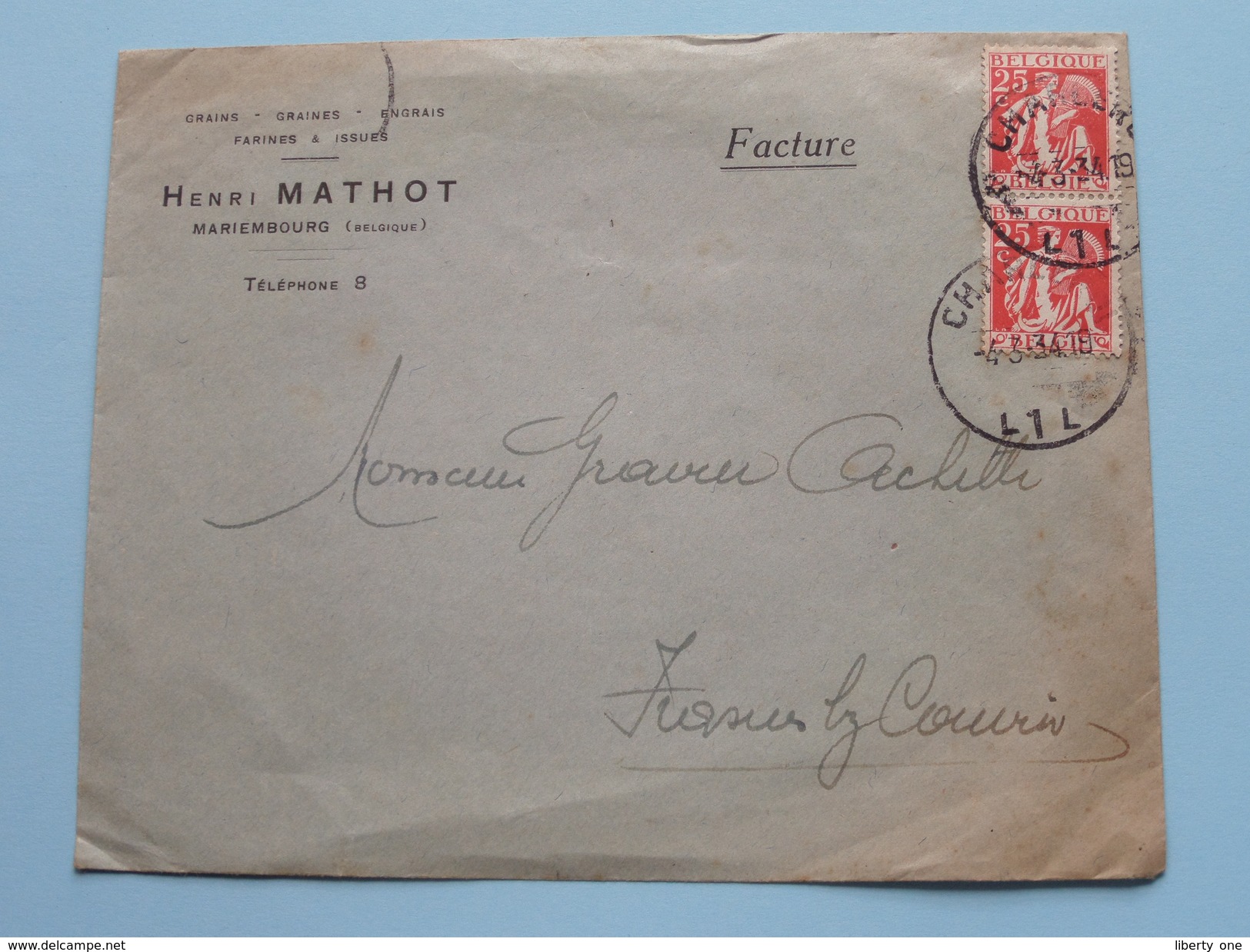 HENRI MATHOT Mariembourg Tél : 8 ( Omslag / Enveloppe ) Stamp 1934 ( Zie/voir Foto Voor/pour Détails ) ! - Gebührenstempel, Impoststempel