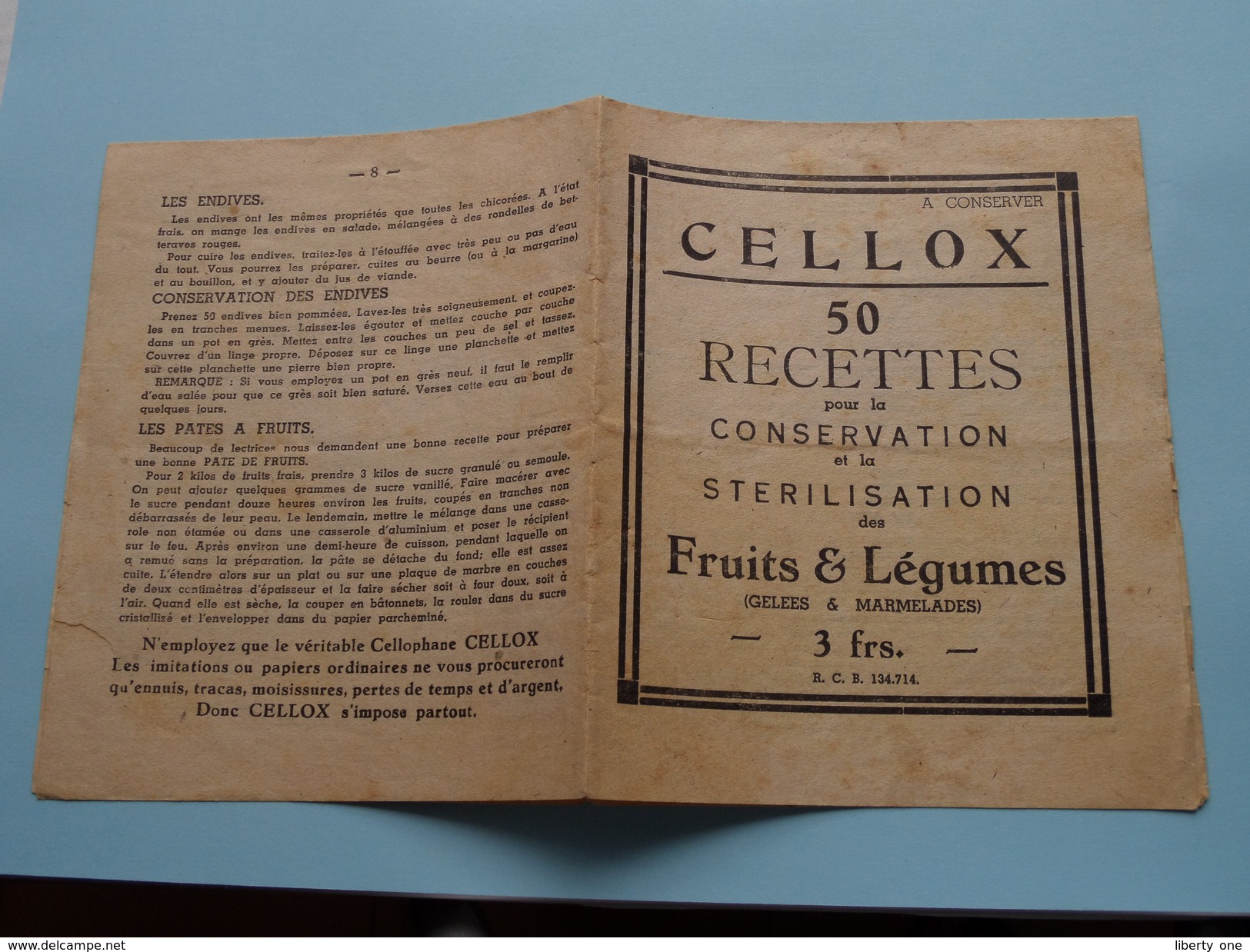 CELLOX : 50 Recettes Pour La CONSERVATION Et La STERILISATION Des FRUITS & LEGUMES ( Zie/voir Foto Voor/pour Détails ) ! - Autres & Non Classés